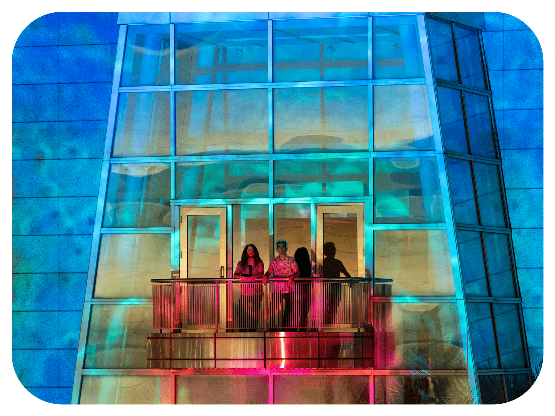 Projections of a Coral City building closeup